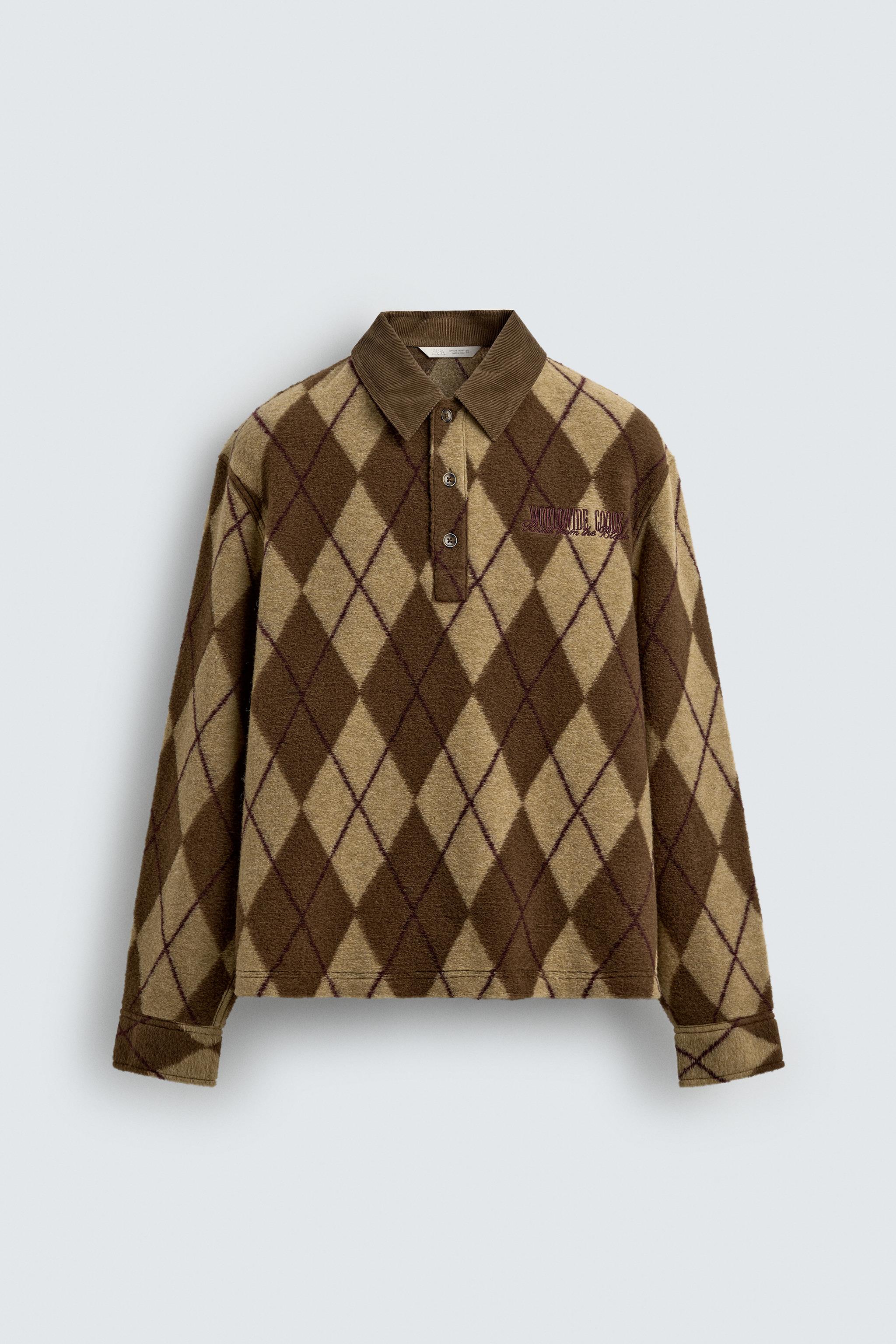 JACQUARD DIAMOND TEXTURE POLO SHIRT